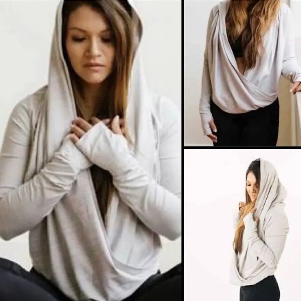 Zyia Active Haze Yoga Hooded Shawl Wrap Top